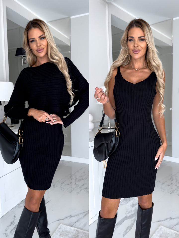 Robe sans manches avec pull assorti Noir