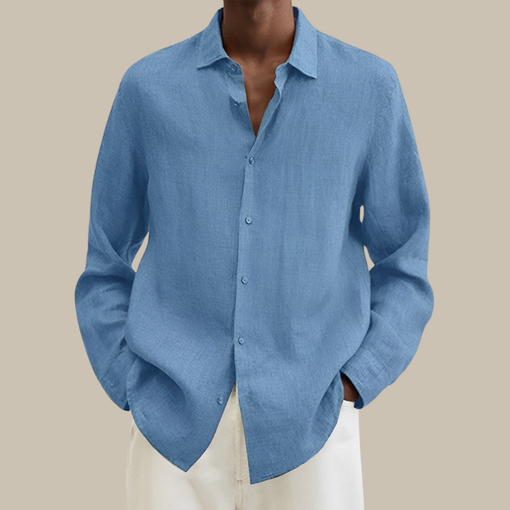 Levoire | Chemise En Lin Élégante À Manches Longues bleu