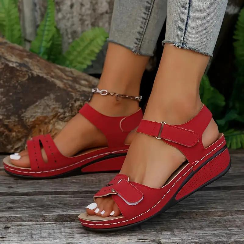 Levoire | Sandales, Ceintures, Talons Compensés, Chaussures Ergonomiques, Chaussures D'Été Rouge