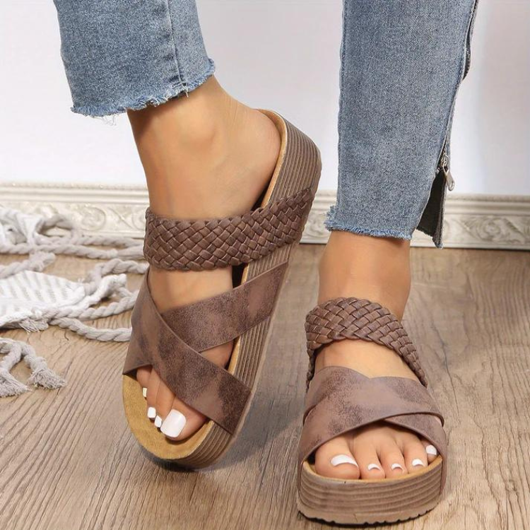 Levoire | Slip On Tjick Sole Slides Sandales Pour Femmes Café