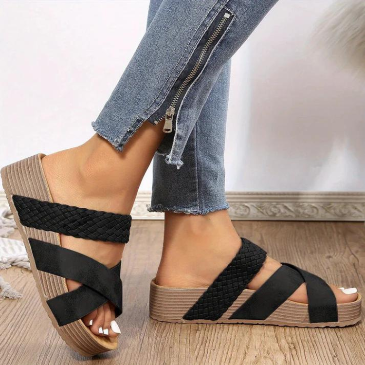 Levoire | Slip On Tjick Sole Slides Sandales Pour Femmes Noir