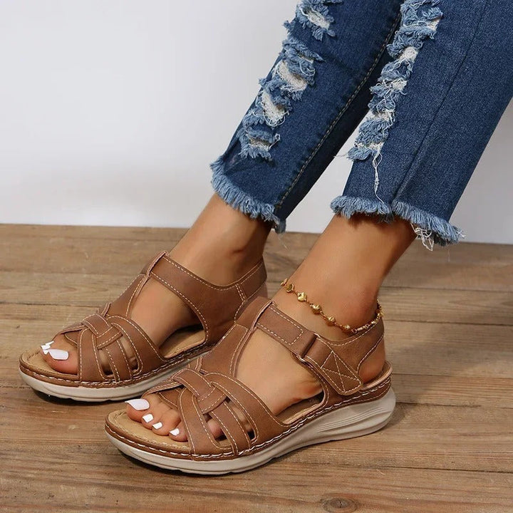 Levoire | Sandales Ergonomiques Cuir Chaussures D'Été Sandales Pour Femmes Braun