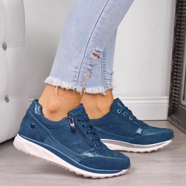 Levoire | Fermeture Éclair Semelles Chaussures Ergonomiques Baskets Femme Bleu