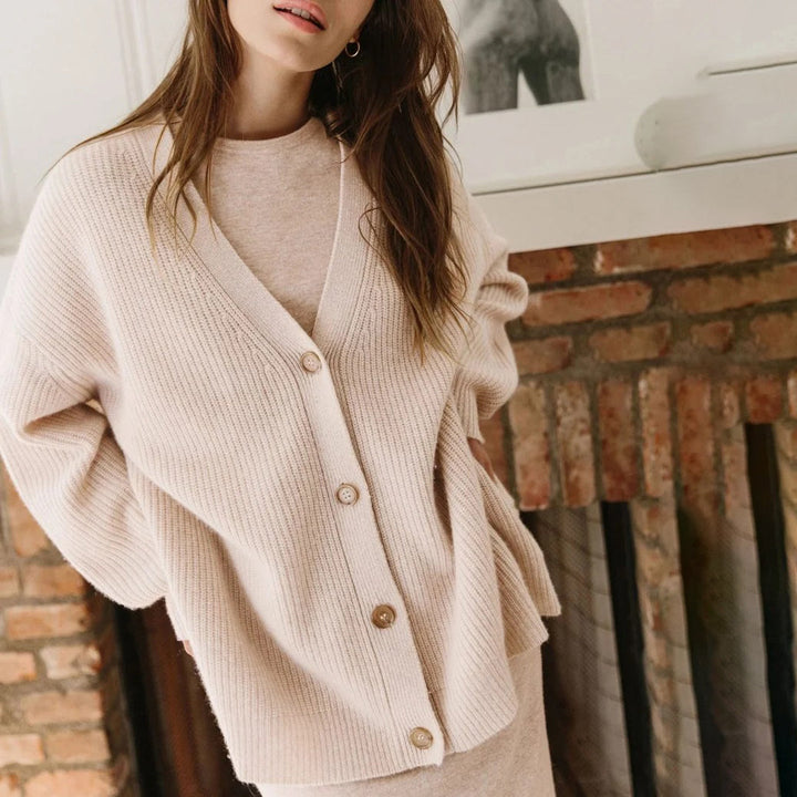 Levoire | Élégant Cardigan Long Pour Femmes Farine d'avoine