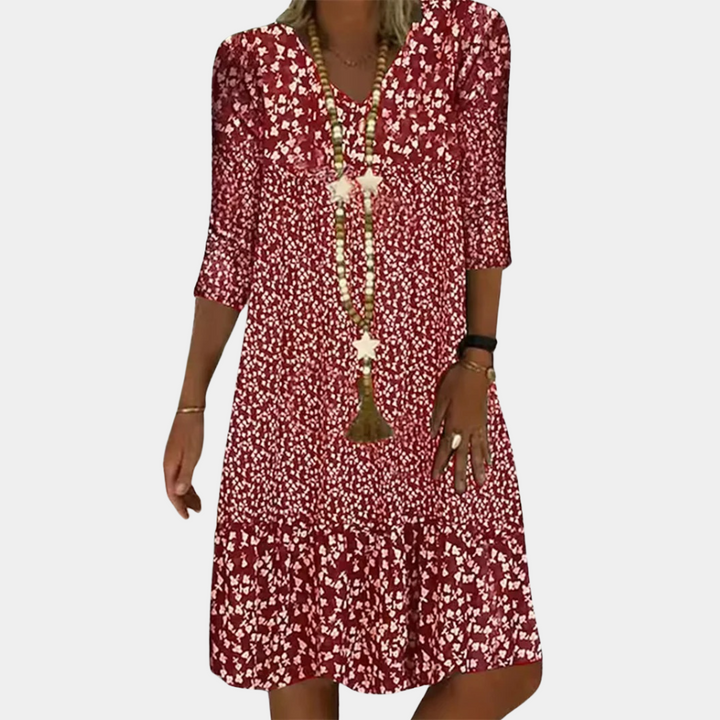 Levoire | Robe Midi Aérée Imprimée pour Femmes Rot