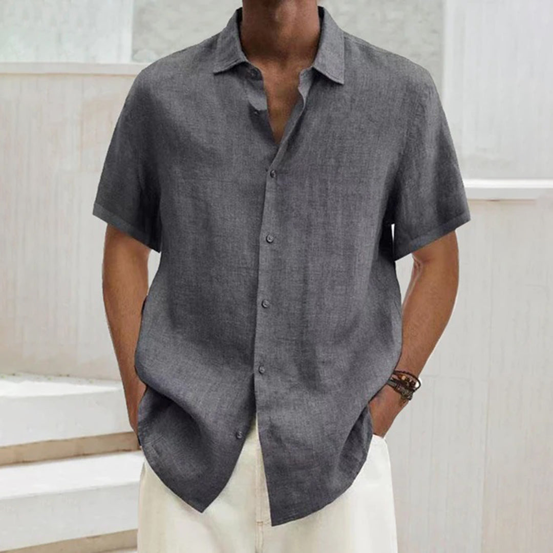Levoire | Manches Courtes Coupe Décontractée Fermeture À Boutons Vêtements Pour Hommes Gris foncé