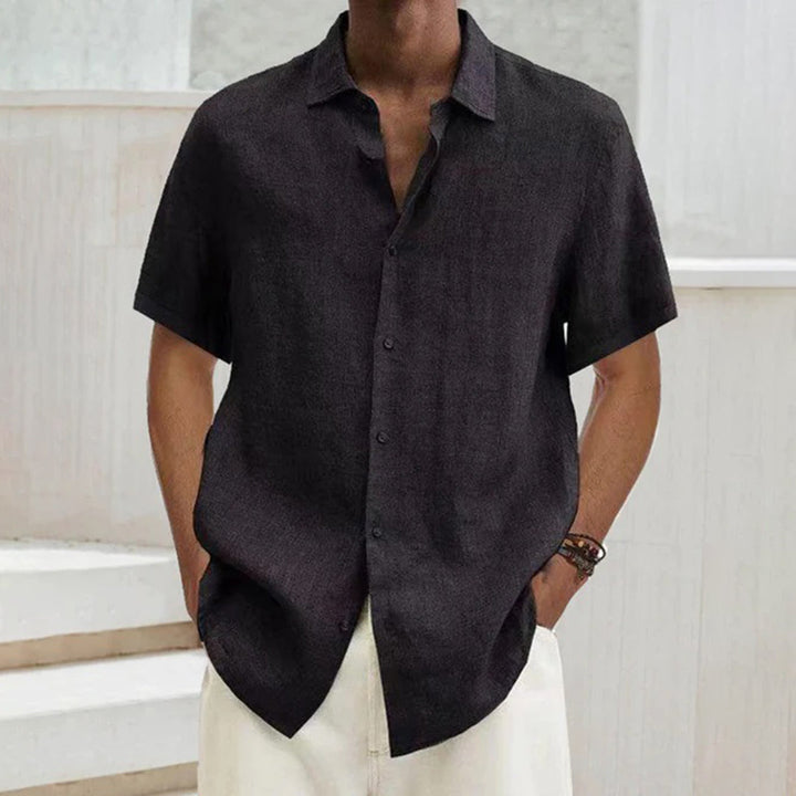 Levoire | Manches Courtes Coupe Décontractée Fermeture À Boutons Vêtements Pour Hommes Noir
