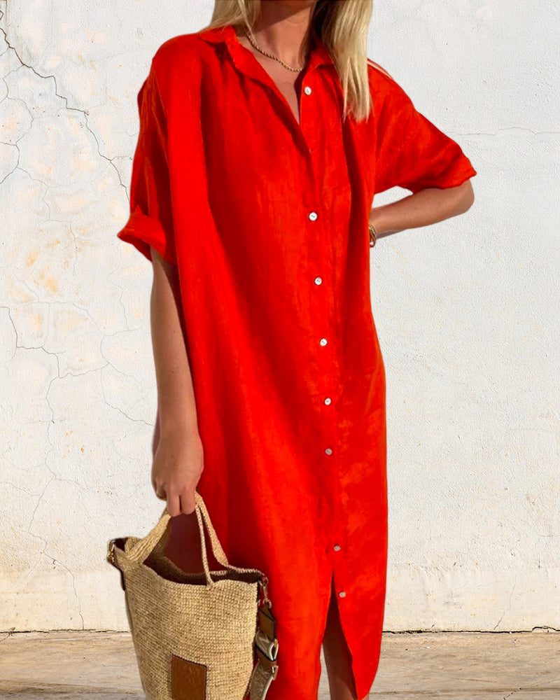 Levoire | Robe Longue À Manches Courtes Robe D'Été