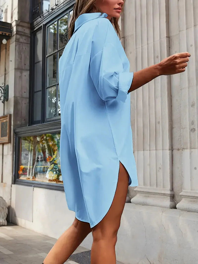 Levoire | Robe Mini À Manches Longues Boutonnée Coupe Ample