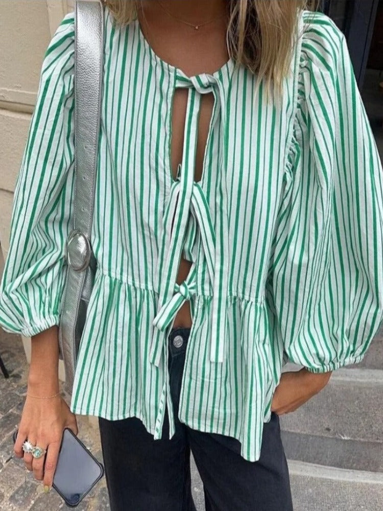 Levoire | Blouse Pour Femmes Avec Bretelles Lâches À L'Avant Et Manches Bouffantes