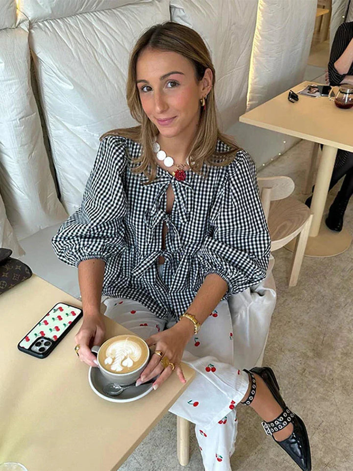 Levoire | Blouse Pour Femmes Avec Bretelles Lâches À L'Avant Et Manches Bouffantes