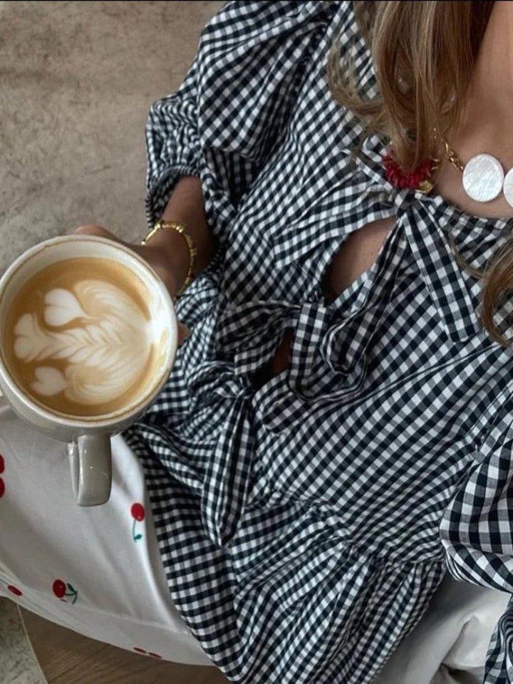 Levoire | Blouse Pour Femmes Avec Bretelles Lâches À L'Avant Et Manches Bouffantes