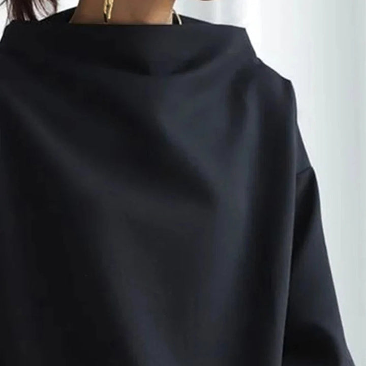 Levoire | Chemisier Noir Manches Longues Chemisier À Col Haut Vêtements Femmes