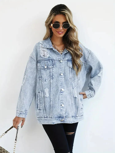 Levoire | Veste En Jean Déchirée Modèle Large Veste En Jean Pour Femmes