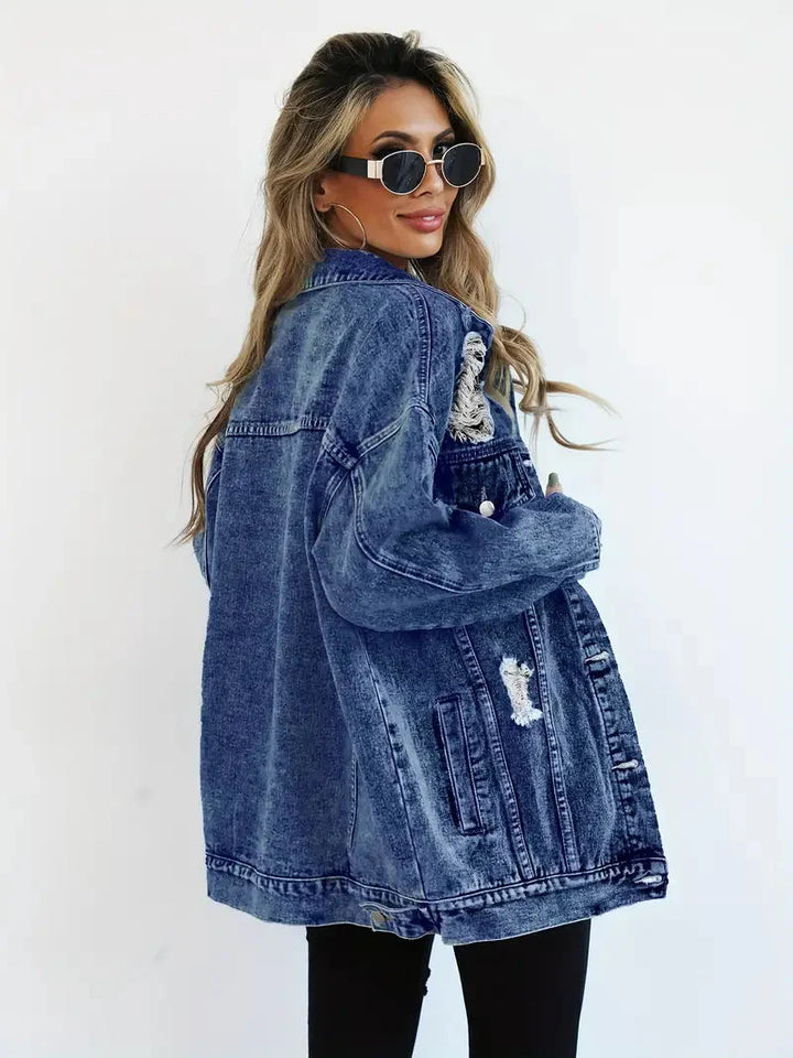 Levoire | Veste En Jean Déchirée Modèle Large Veste En Jean Pour Femmes