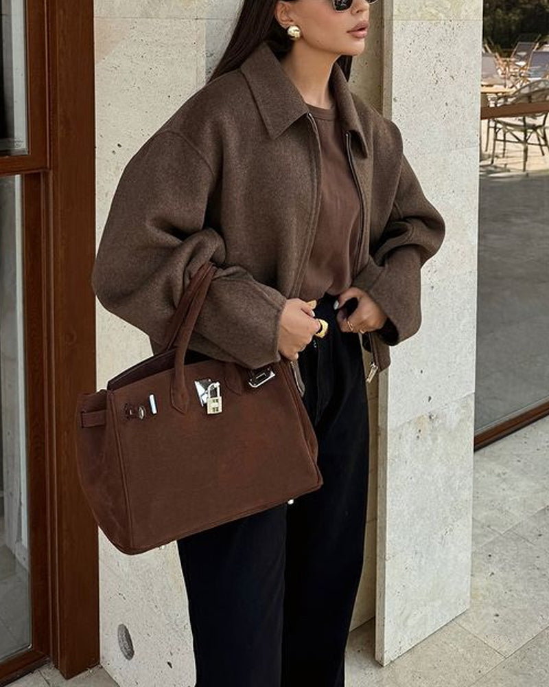 Levoire | Veste D'Automne Marron Avec Zip Pour Femmes