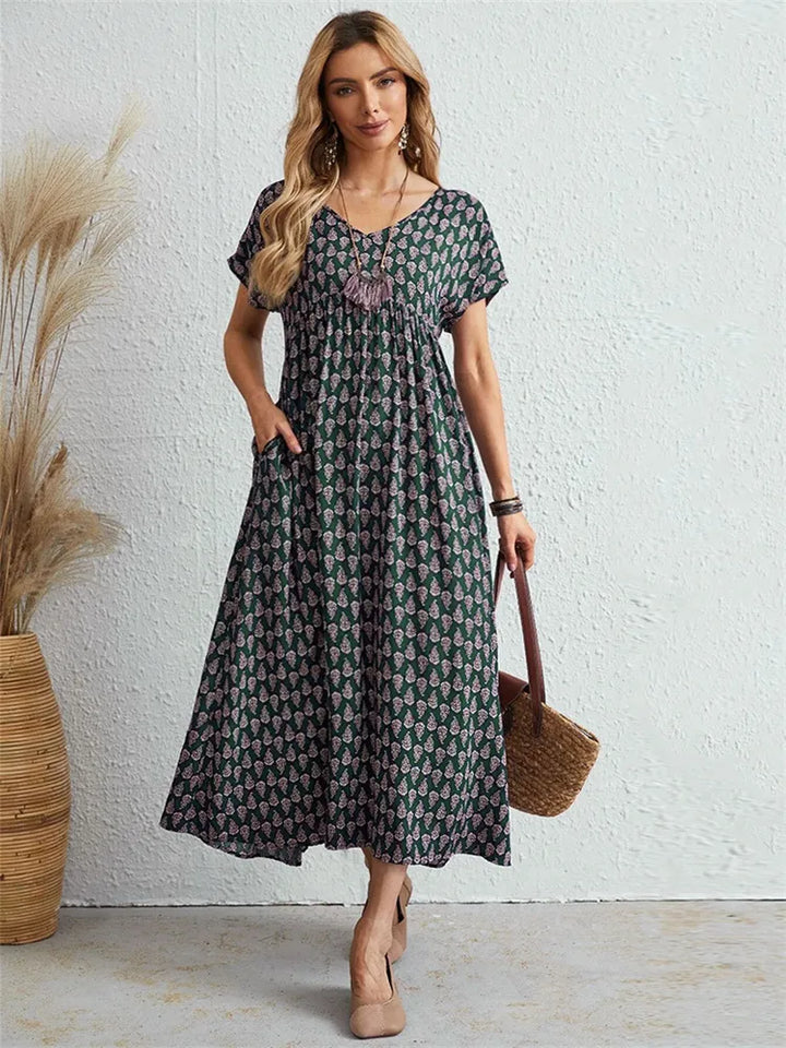 Levoire | Spacieux, Robe Vintage Décontractée Vert