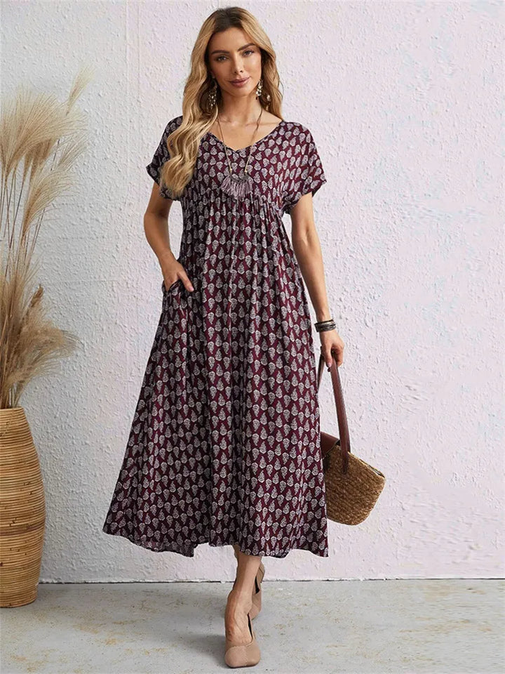 Levoire | Spacieux, Robe Vintage Décontractée vin rouge