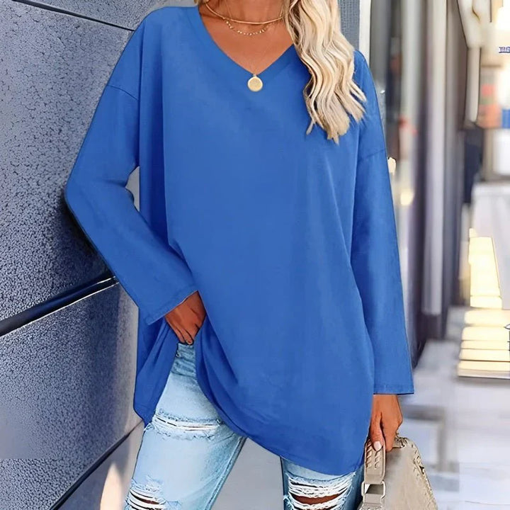 Levoire | Pull Grande Taille Avec Décolleté En V Pour Dames Bleu