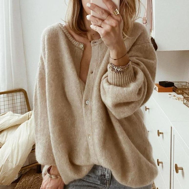 Levoire | Gilet Beige Fermeture À Boutons Gilet Tricoté Femme Beige