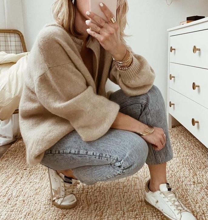 Levoire | Gilet À Boutons Beiges En Tricot Vêtements En Tricot Pour Femmes