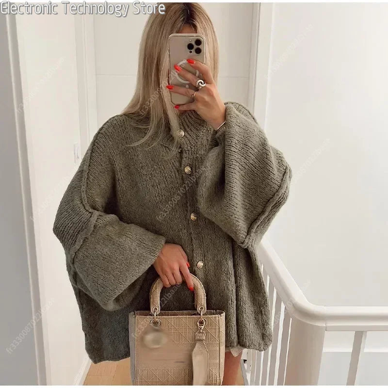 Levoire | Fermeture À Bouton Gilet En Tricot Épais Gilet Pour Femmes Vert
