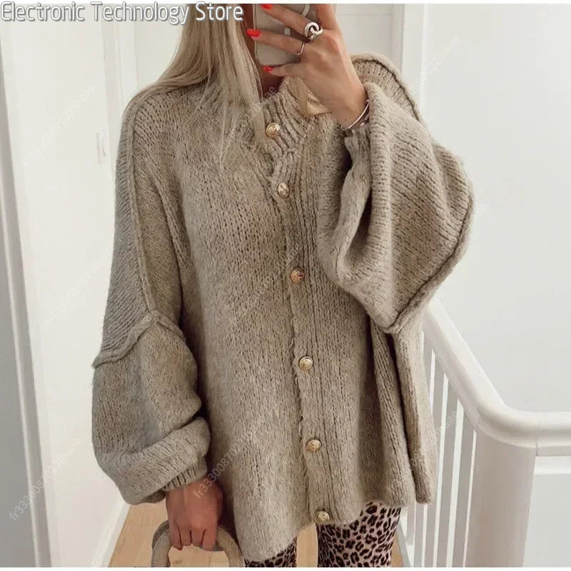 Levoire | Fermeture À Bouton Gilet En Tricot Épais Gilet Pour Femmes Braun