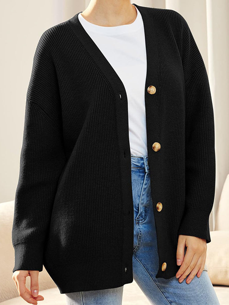 Levoire | Gilet Femme En Tricot Avec Patte De Boutonnage Et Décolleté En V Noir