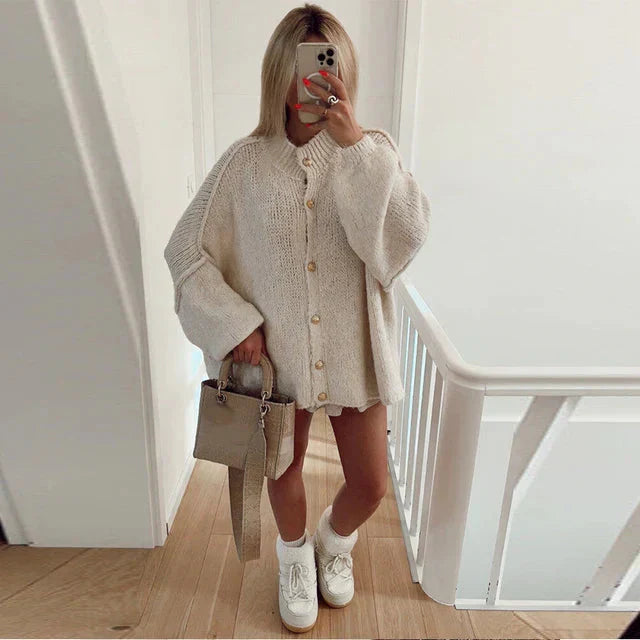Levoire | Veste À Boutons Chauds Tricot Femme Blanc