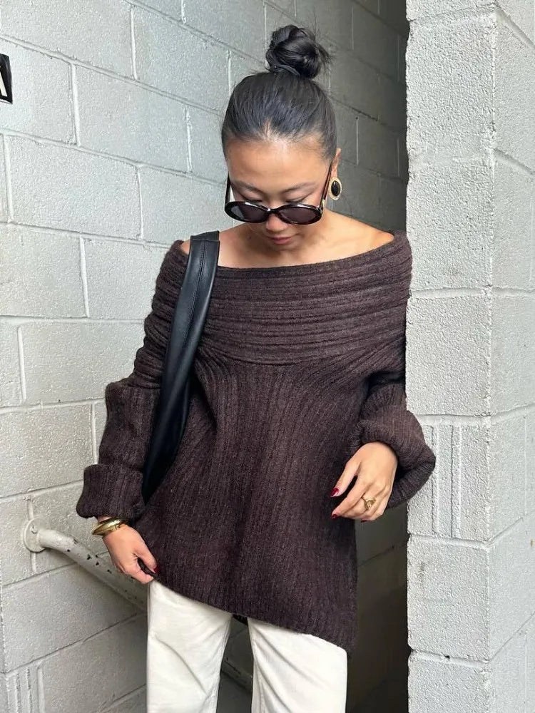 Levoire | Pull Chaud Tricoté Pull Femme Braun Une taille