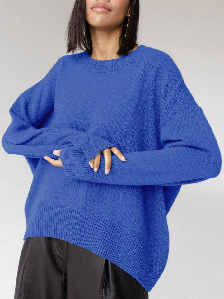 Levoire | Pull En Maille Chaude À Encolure Ronde Pour Femmes Bleu marin