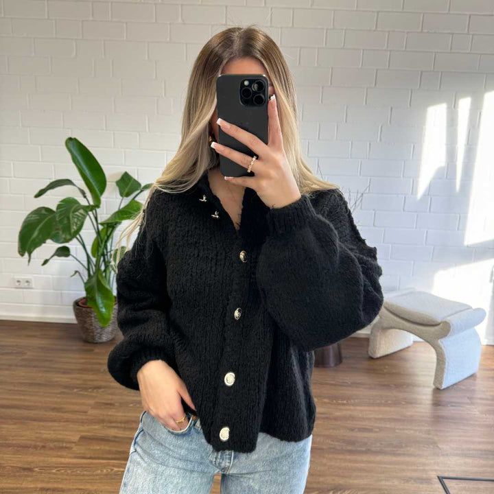 Levoire | Gros Bouton De Fermeture Gilet Tricoté Gilet Pour Femmes