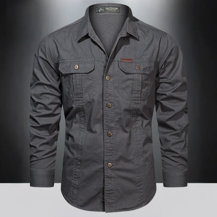 Levoire | Chemise Cargo En Coton Gris
