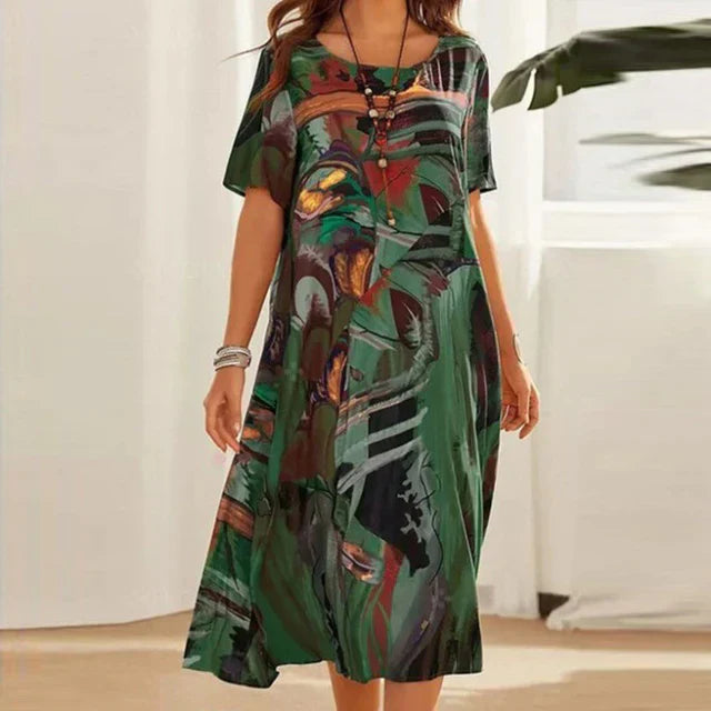 Levoire | Robe Colorée À Manches Courtes Pour Femmes Vert