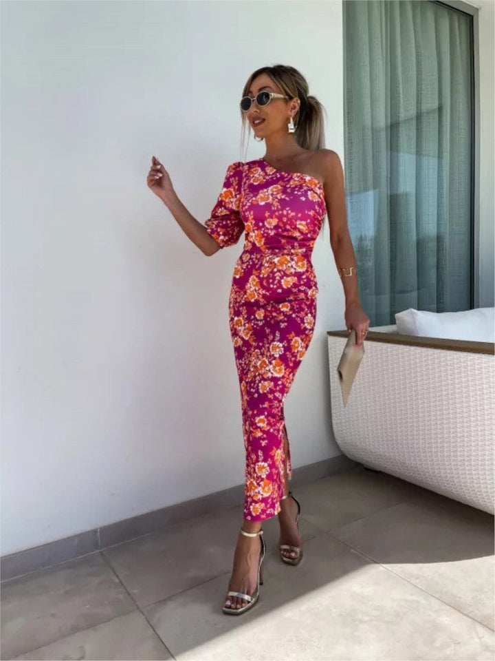 Levoire | Robe Femme Avec Motif Floral Fuchsia