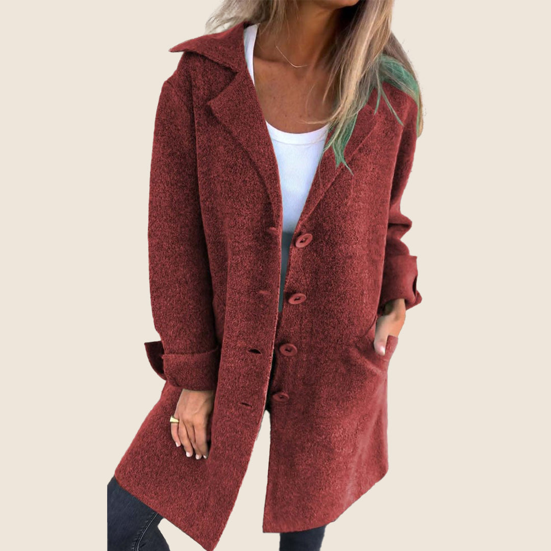 Levoire | Manteau Casual Oversize Avec Revers Rouge