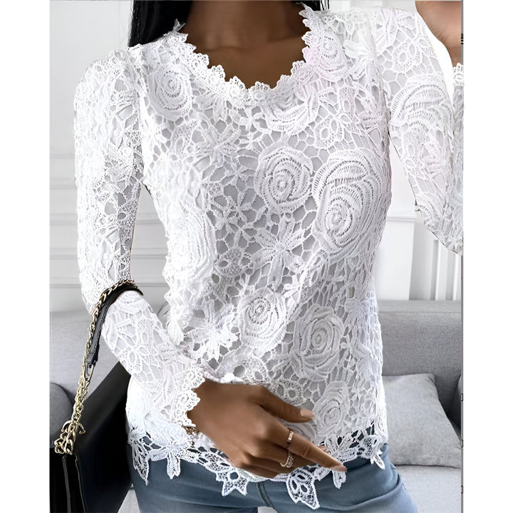 Levoire | Chemise En Dentelle Élégante À Manches Longues Blanc