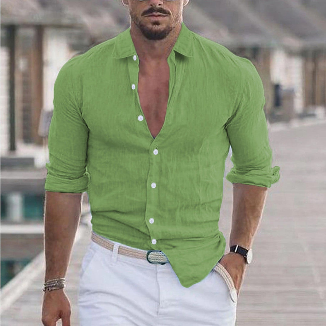 Levoire | Chemise En Lin Pour Homme Avec Col Réversible vert