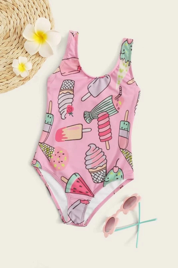 Levoire | Fille Cartoon Graphique Maillot de Bain Une Pièce Rosa