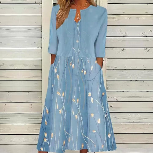 Levoire | Élégante Robe Midi À Motif Floral Et Décolleté En V