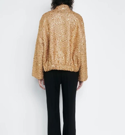 Levoire | Veste Pour Femmes Avec Des Grandes Tailles En Paillettes Dorées