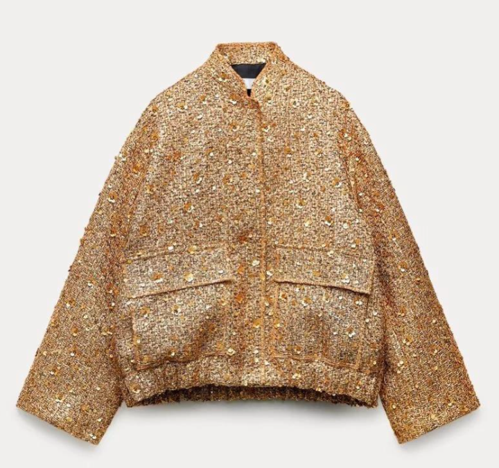 Levoire | Veste Pour Femmes Avec Des Grandes Tailles En Paillettes Dorées Or