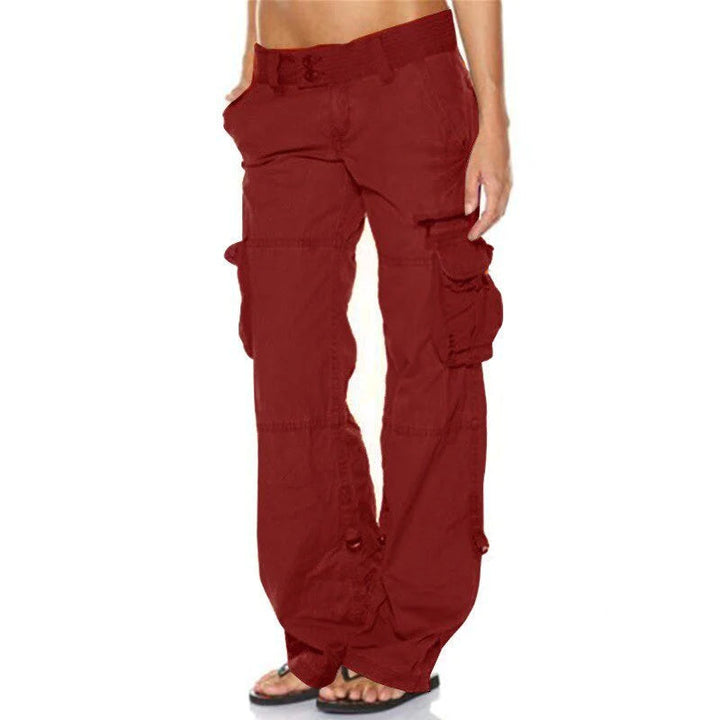 Levoire | Muotitieto Pantalons Cargo À Jambe Droite, Plusieurs Poches Et Coupe Ample Rot