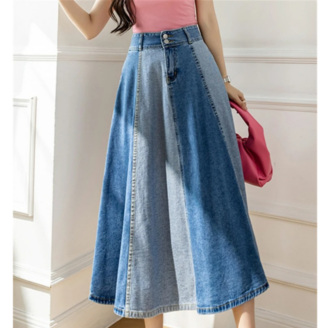 Levoire | Style Blocs De Couleurs Jean Bleu Long