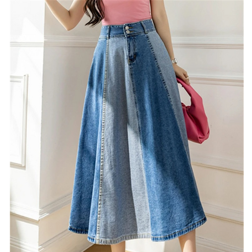 Levoire | Style Blocs De Couleurs Jean Bleu Long