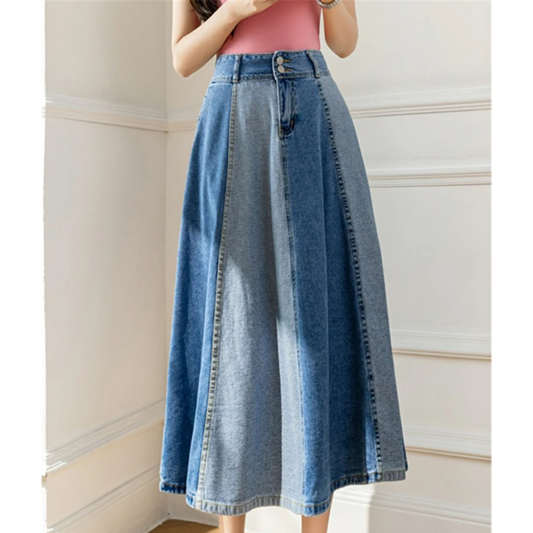 Levoire | Style Blocs De Couleurs Jean Bleu Long Bleu