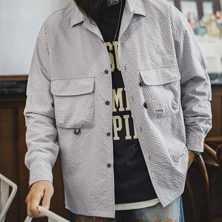 Levoire | Chemise En Seersucker Sans Tirage Avec Col Cubain