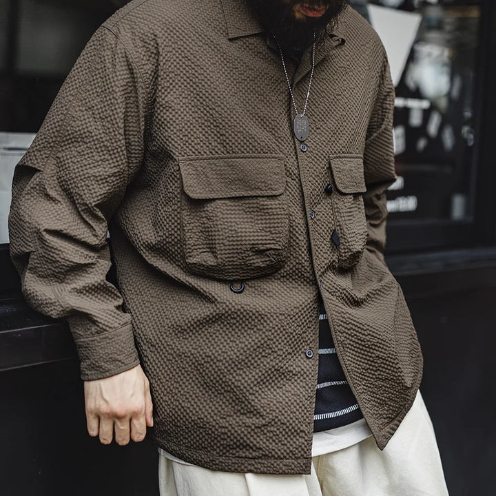 Levoire | Chemise En Seersucker Sans Tirage Avec Col Cubain