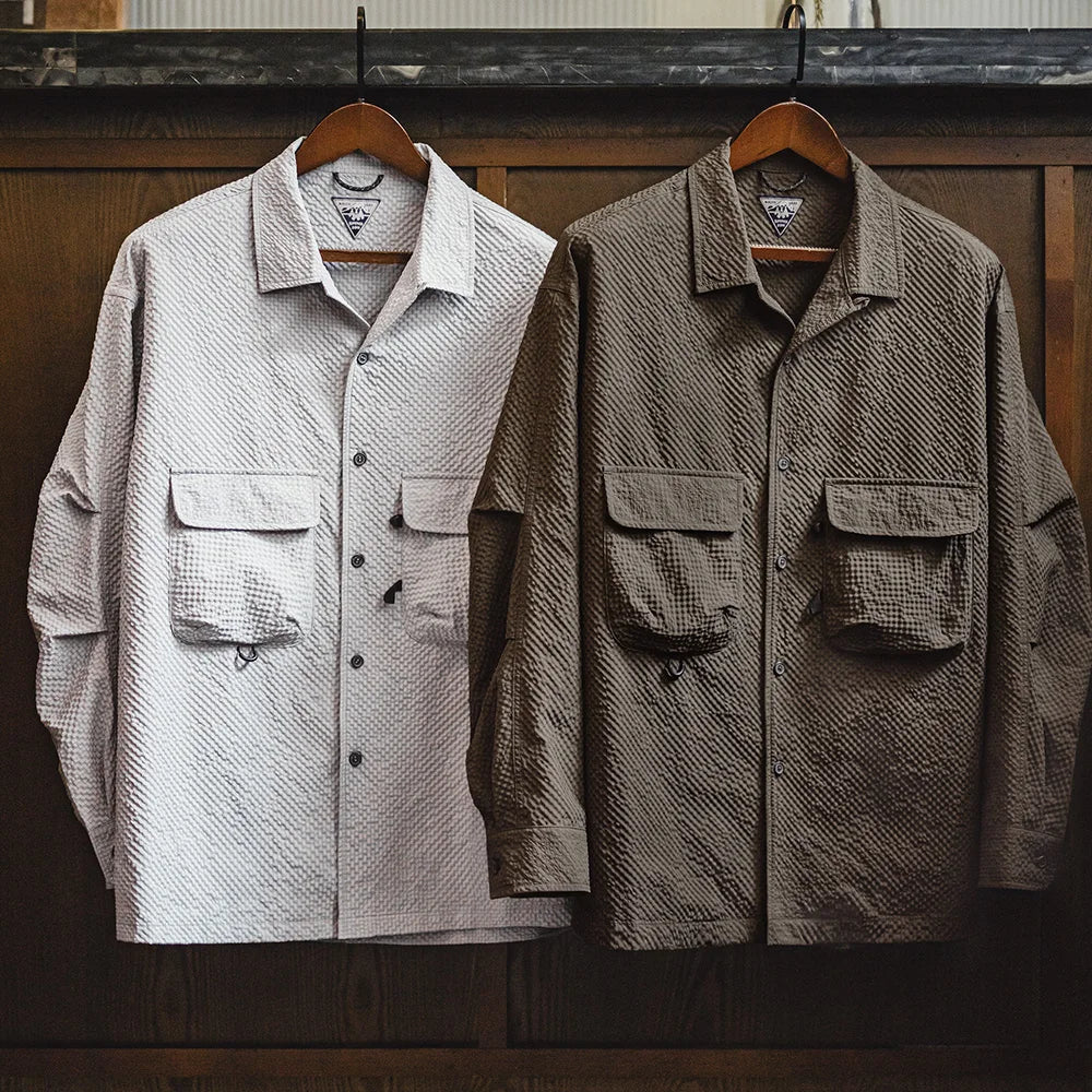 Levoire | Chemise En Seersucker Sans Tirage Avec Col Cubain