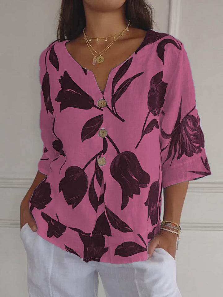 Levoire | T-Shirt En Jersey Imprimé À Décolleté En V Rosa